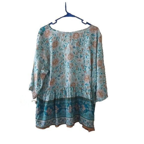 Women"s Boho Short Sleeve Top by Brown Coco Size 0XL NWT - Picture 2 of 4